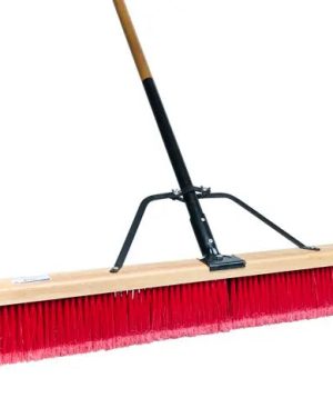 Medium Push Broom With Handle - Red - 48 Inch