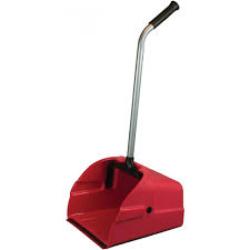 Lobby Dust Pan Long Handle  Jumbo Plastic - Red